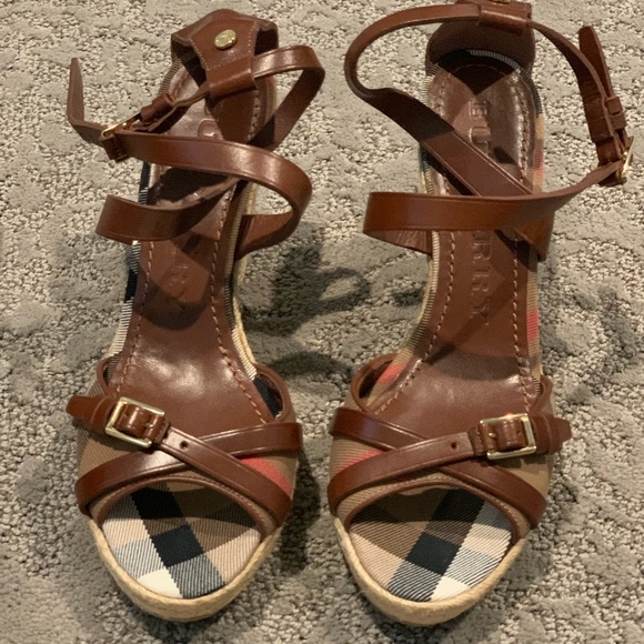 Burberry strap heeled wedges. Never worn. - Picture 1 of 3